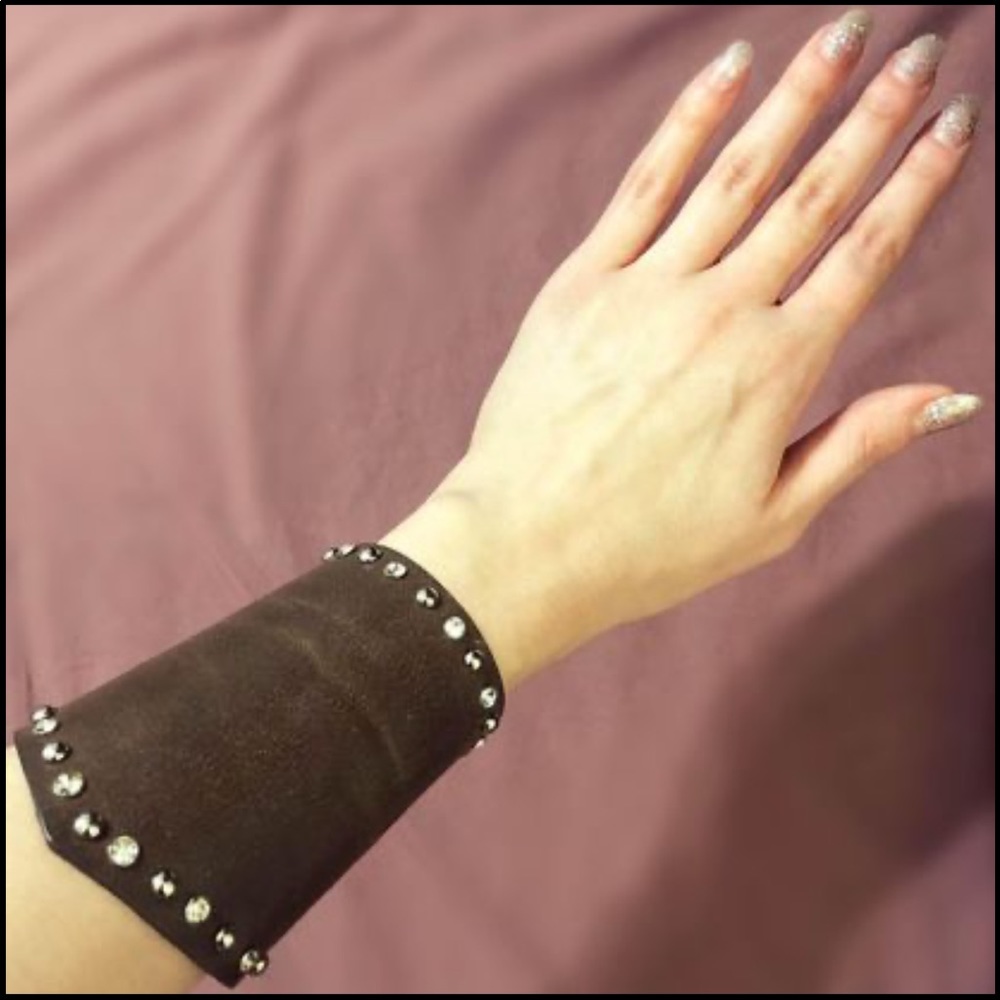 234B Genuine Leather Brown Embellished Studded Cowgirl Western Cuff 🤠